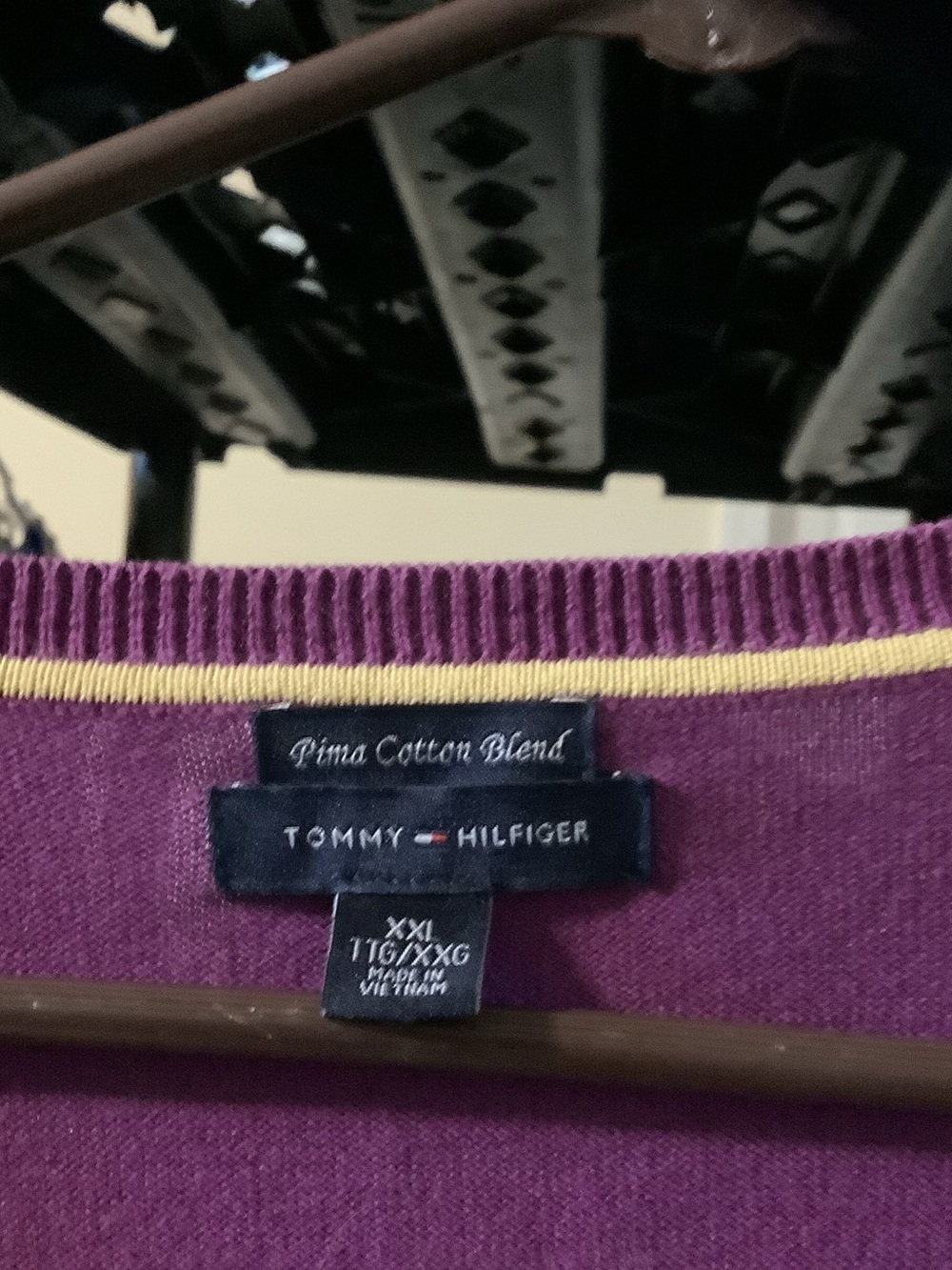 Tommy Hilfiger Plum V-Neck Sweater‎ with logo on chest
